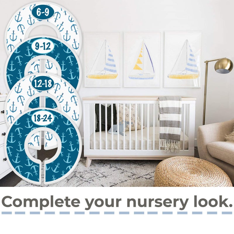 Little Miracles Baby Closet Size Dividers - Nautical Nursery Closet Dividers for Baby Clothes - Dividers by Month for Baby Boy Nursery Decor - Baby Closet Dividers for Clothing Racks - [Nautical] - Image 3